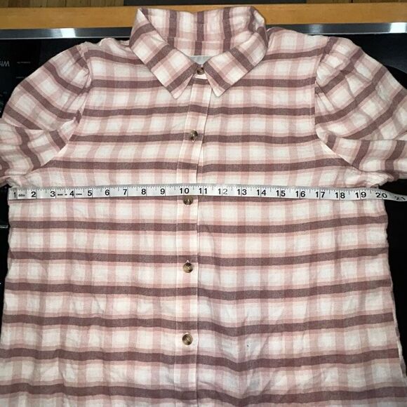 Rails Angelica pink plaid flannel mauve rose iron size M - Picture 6 of 10